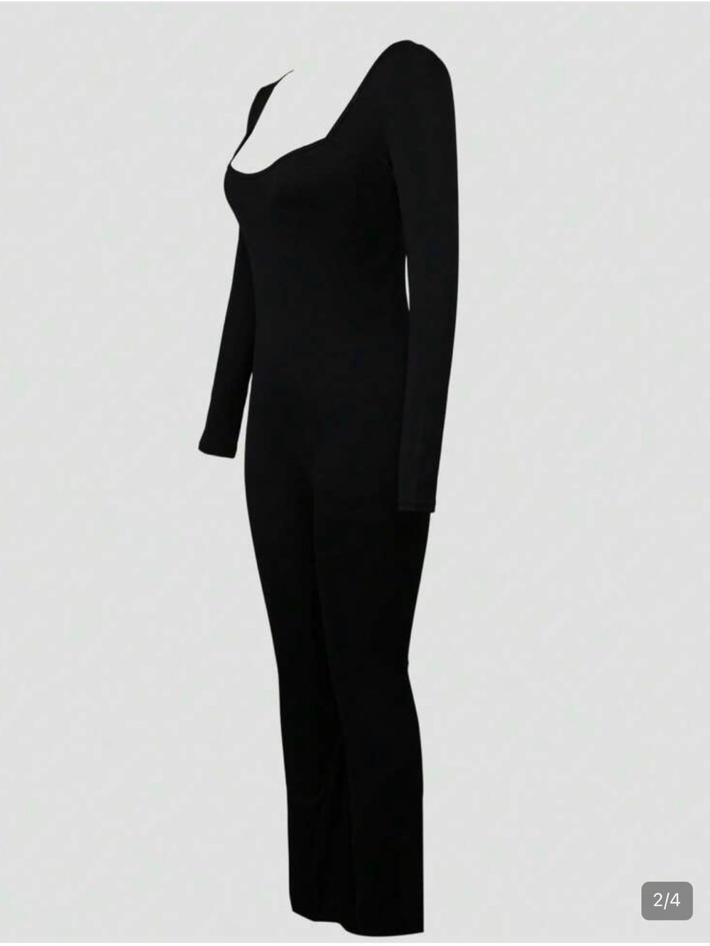 SHEIN Black Long Sleeve Scoop Neck Jumpsuit